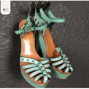 MARC JACOBS caged sandals turquoise heel Vintage